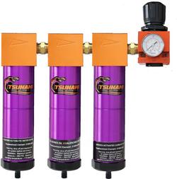 Filtration Package #6 - 1/4" Water Separator, Oil Coalescing Filter, Activated Carbon and Regulator (20 CFM)