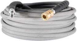 100-Foot (3/8") 4000 PSI Gray Non-Marking High Pressure Hose w/ Quick Connectors (Hot/Cold Water)