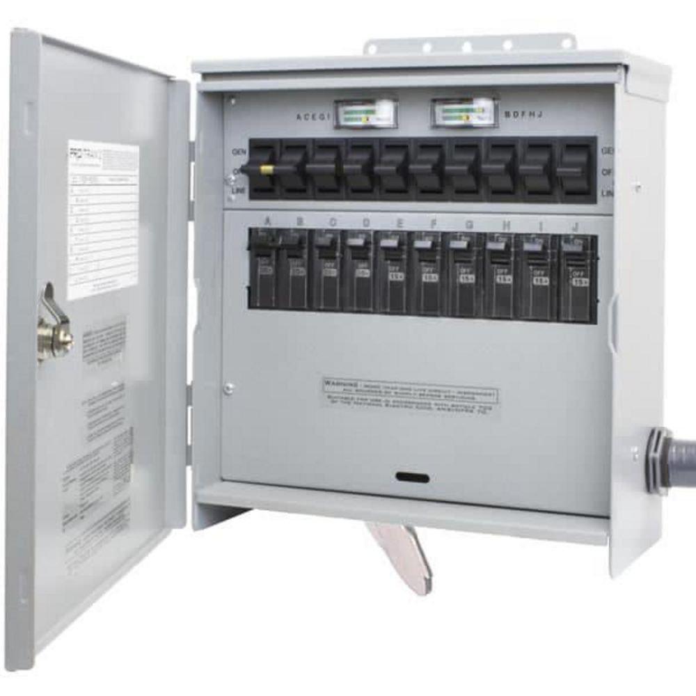 Pro/Tran 50A 120/240V 10 Circuit Outdoor Transfer Switch 