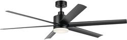 65 in. Wet?Rated DC Fan, Satin Black Finish with Six Blades & Integrated Selectable?CCT LED Light