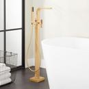 HIBISCUS FREESTANDING TUB FAUCET WITH HAND SHOWER - BRUSHED GOLD