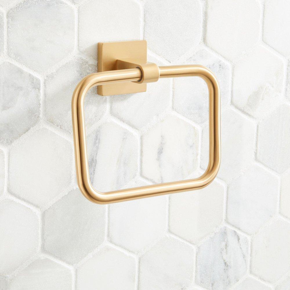 HIBISCUS TOWEL RING - BRUSHED GOLD 