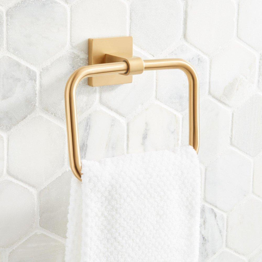 HIBISCUS TOWEL RING - BRUSHED GOLD 