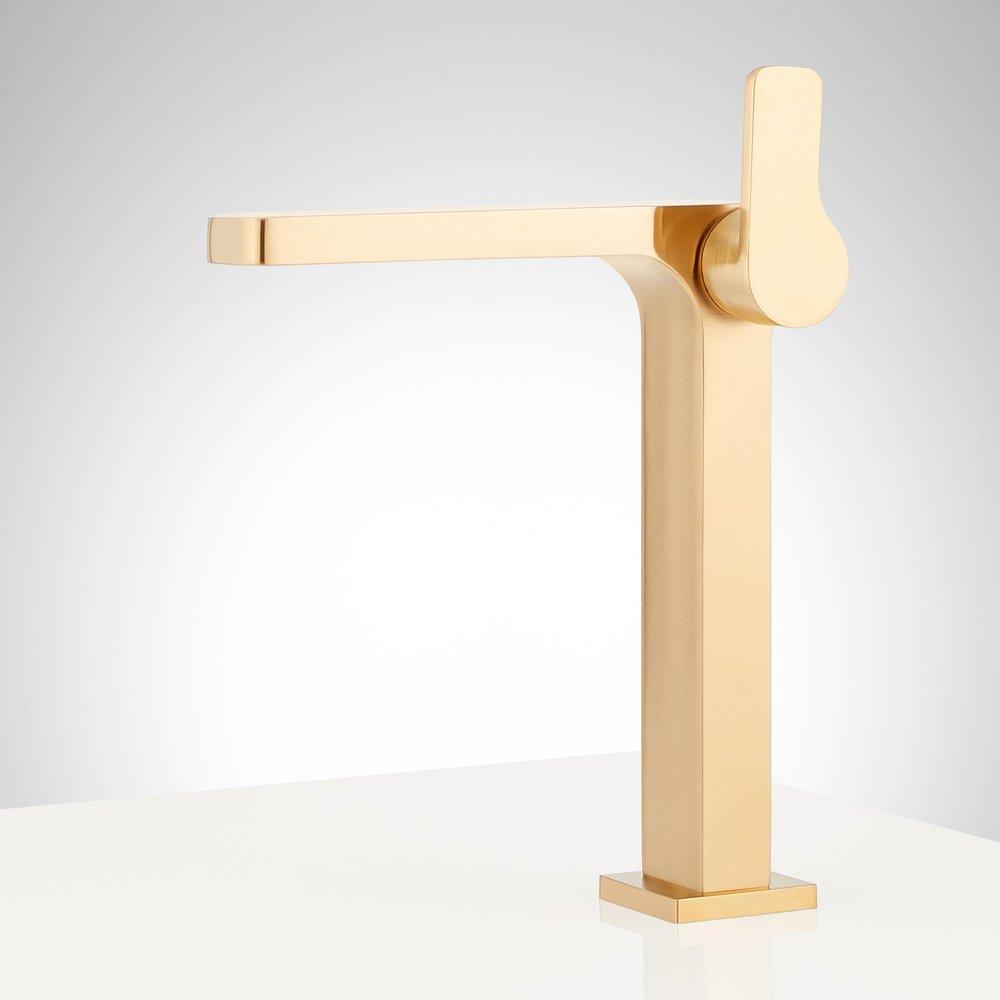 Signature Hardware Brushed Gold Single Handle Vessel Filler Bathroom Sink Faucet 