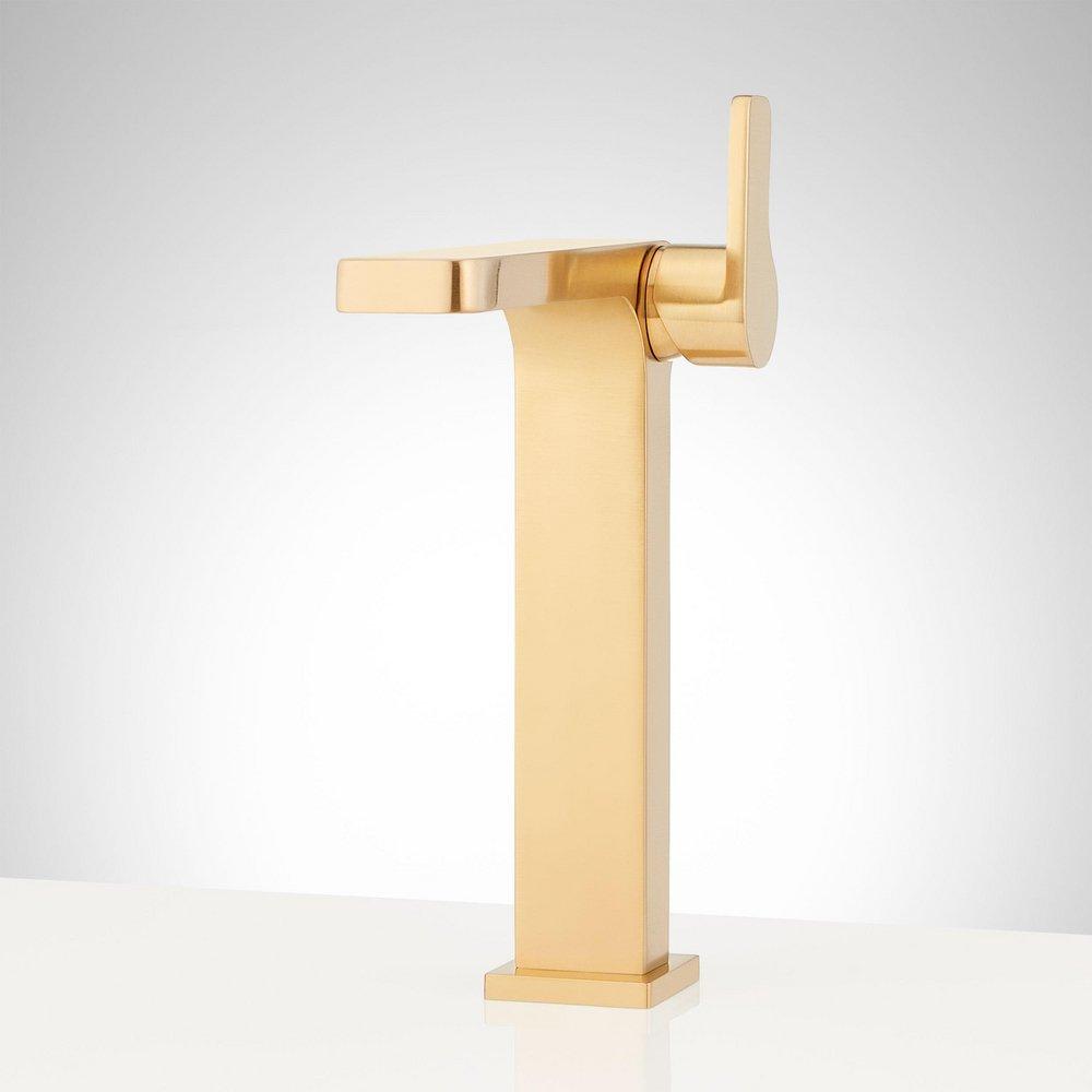 Signature Hardware Brushed Gold Single Handle Vessel Filler Bathroom Sink Faucet 
