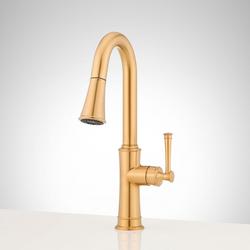 Single Handle Pull Down Bar Faucet in Brushed Gold