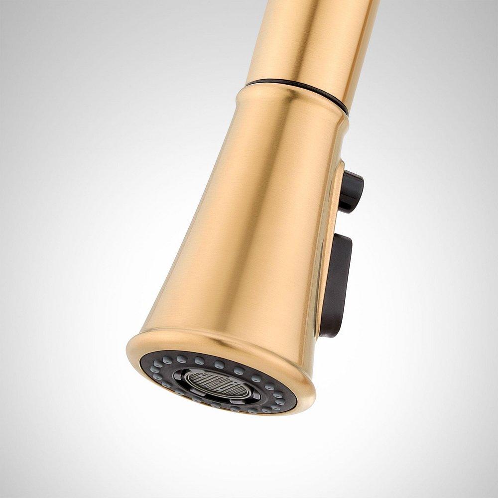 Signature Hardware Brushed Gold Single Handle Pull Down Bar Faucet 