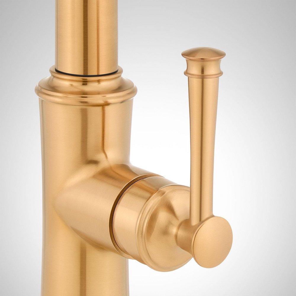 Signature Hardware Brushed Gold Single Handle Pull Down Bar Faucet 