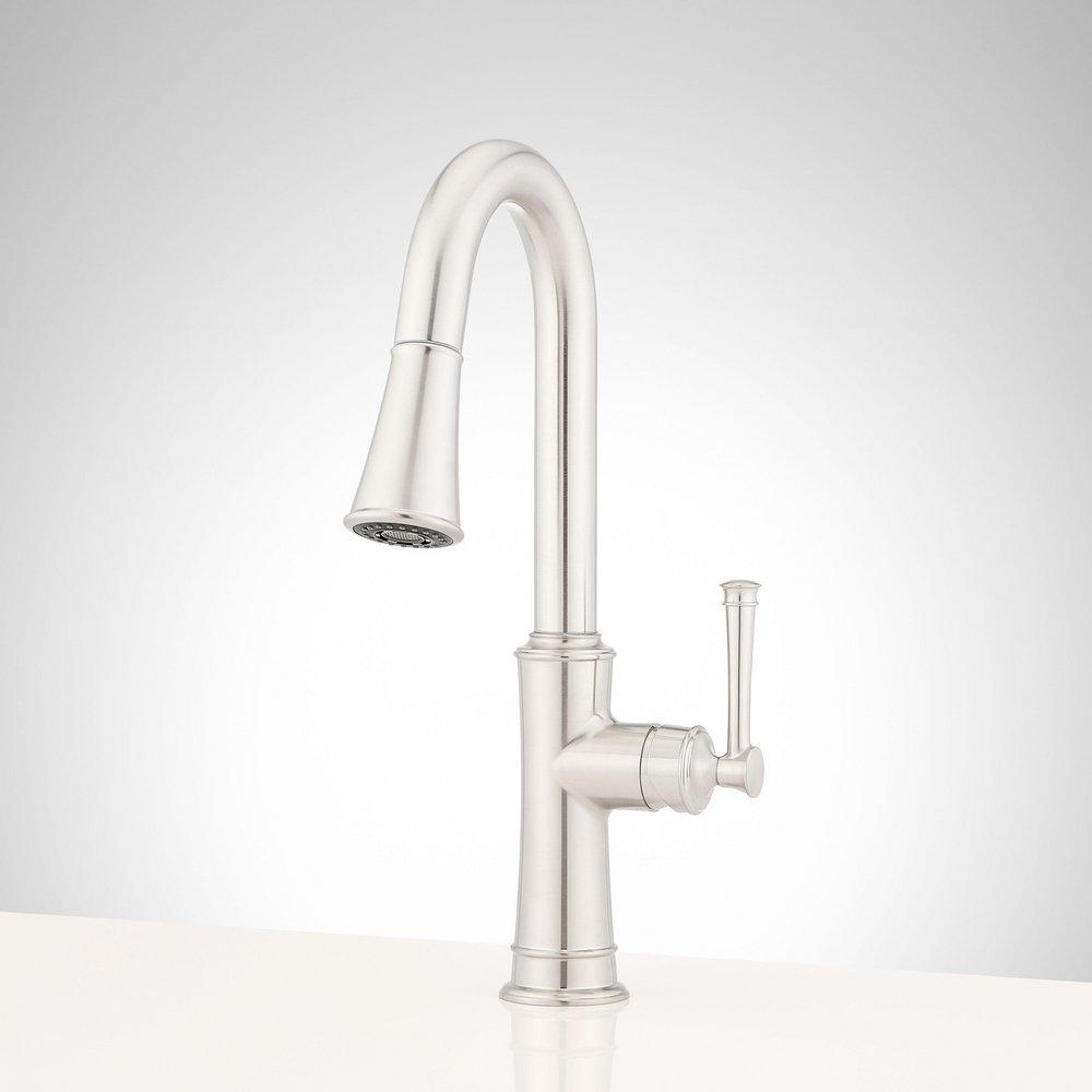 Signature Hardware Stainless Steel Single Handle Pull Down Bar Faucet 