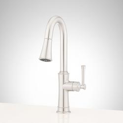 Single Handle Pull Down Bar Faucet in Stainless Steel