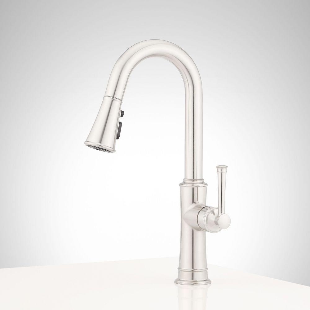 Signature Hardware Stainless Steel Single Handle Pull Down Bar Faucet 