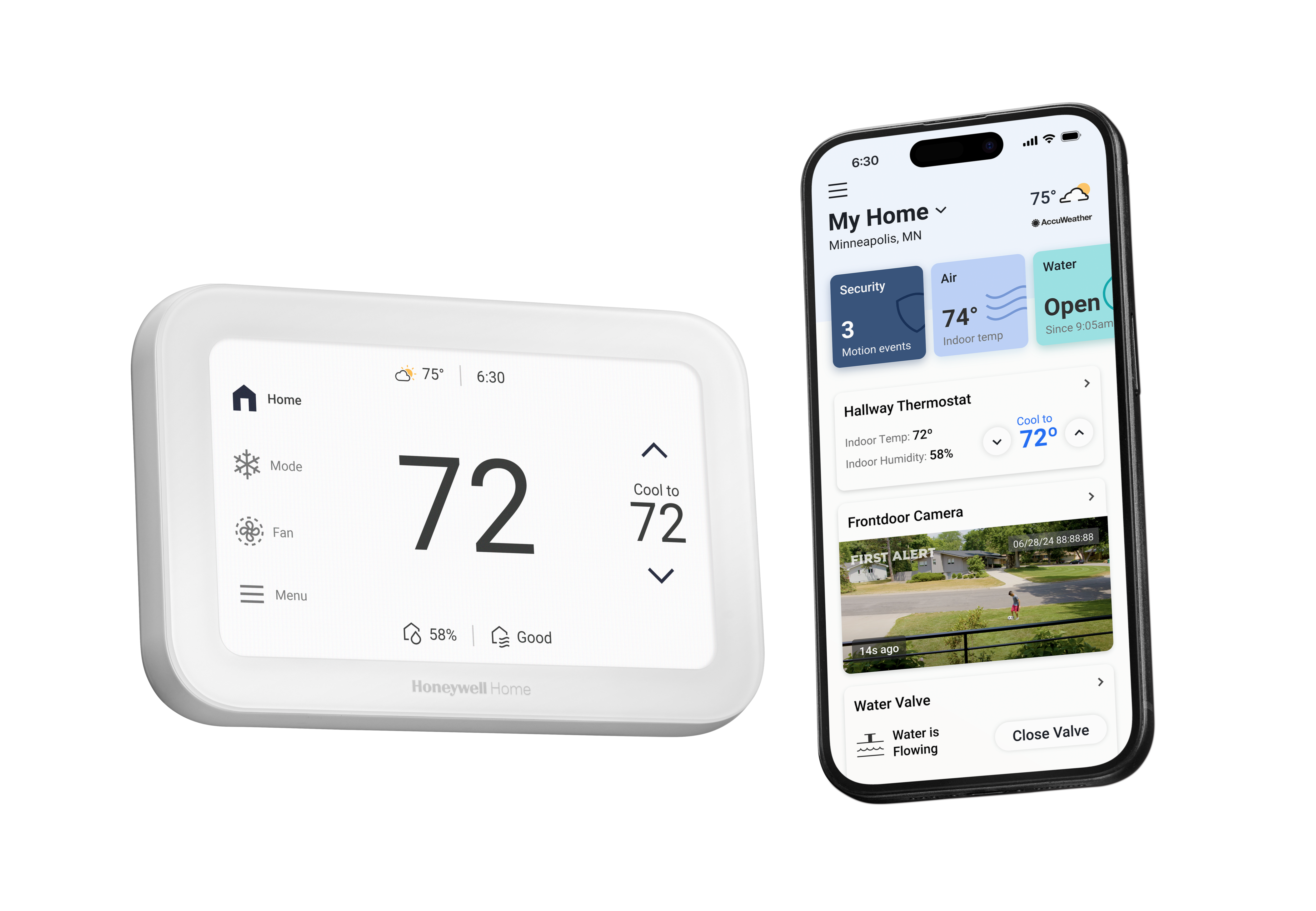 Honeywell Home White S1200 4H/2C, 3H/3C Smart Programmable Thermostat 