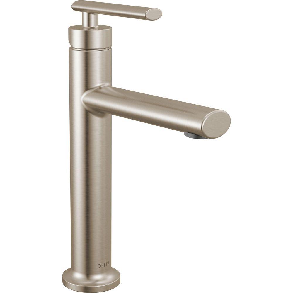 Single Handle Monoblock Bathroom Sink Faucet in Stainless 