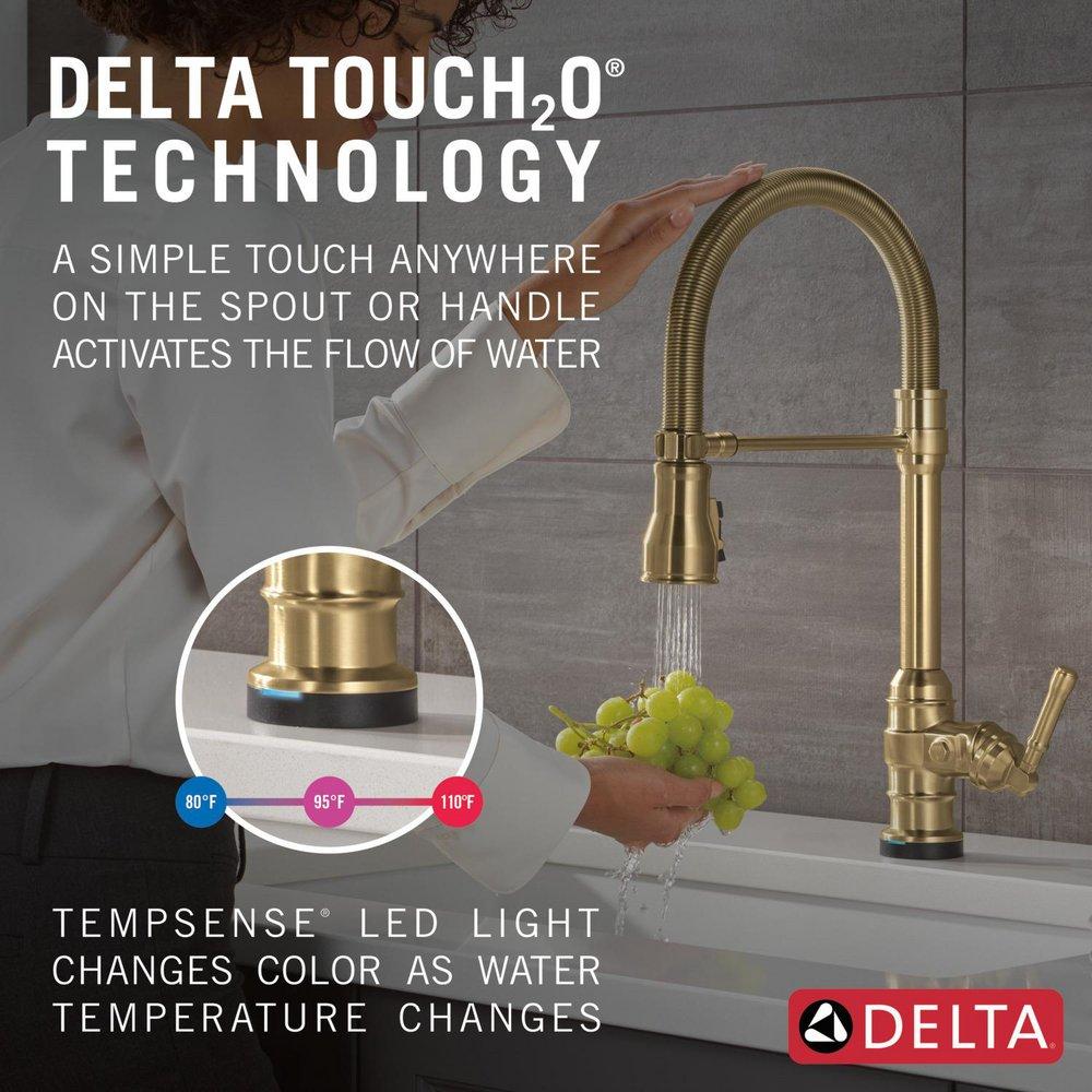Single Handle Touchless Kitchen Faucet in Champagne Bronze 