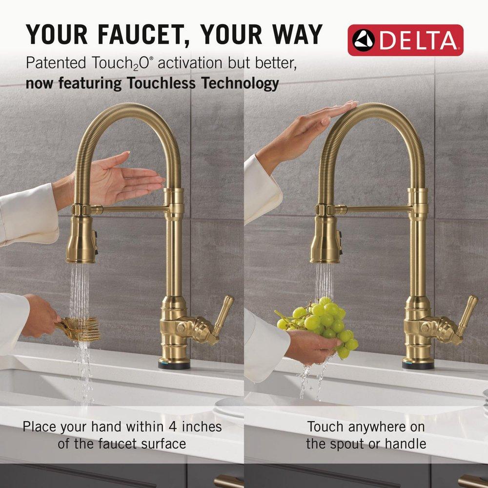 Single Handle Touchless Kitchen Faucet in Champagne Bronze 