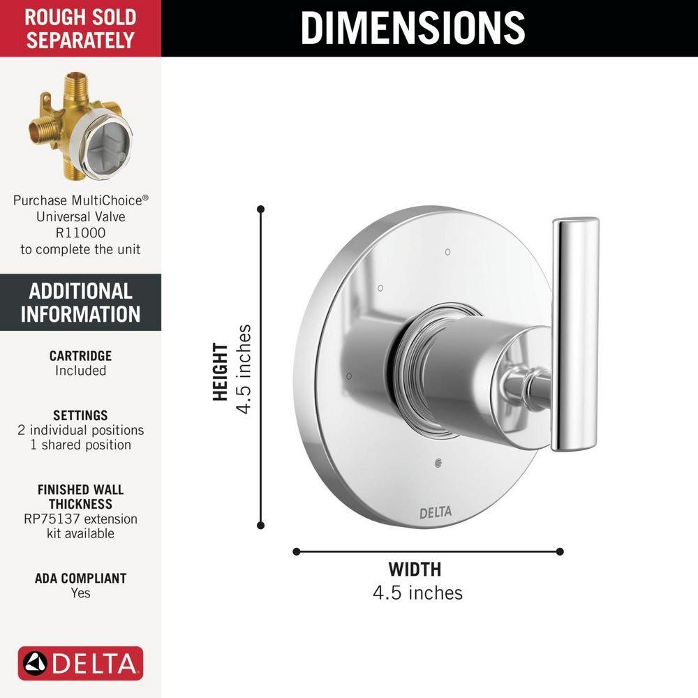 Single Handle Diverter Valve Trim in Chrome 