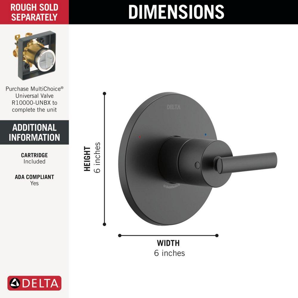 Single Handle Shower Faucet in Matte Black (Trim Only) 