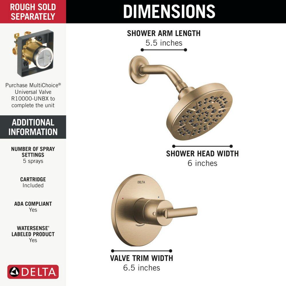 Single Handle Multi Function Shower Faucet in Champagne Bronze (Trim Only) 