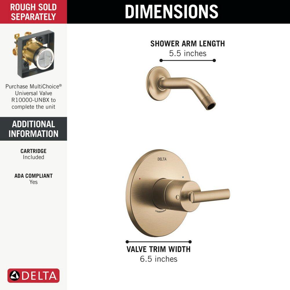 Single Handle Shower Faucet in Champagne Bronze (Trim Only) (Showerhead Sold Separately) 