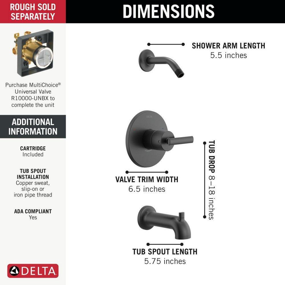 DELTA ALTADO MONITOR 14 SERIES TUB & SHOWER TRIM - LESS HEAD 
