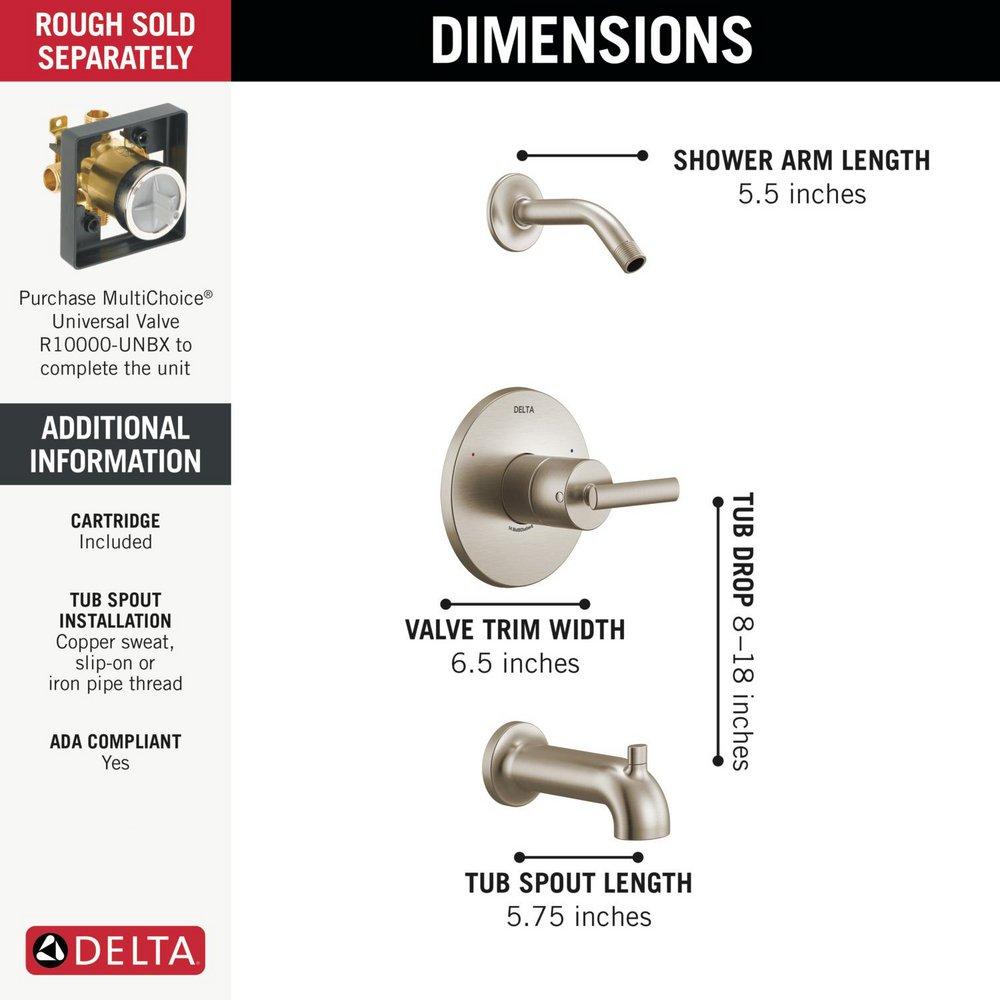 DELTA ALTADO MONITOR 14 SERIES TUB & SHOWER TRIM - LESS HEAD 