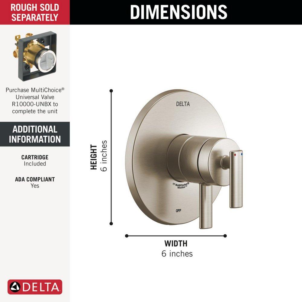 Single Handle Pressure Balancing Valve Trim in Stainless 
