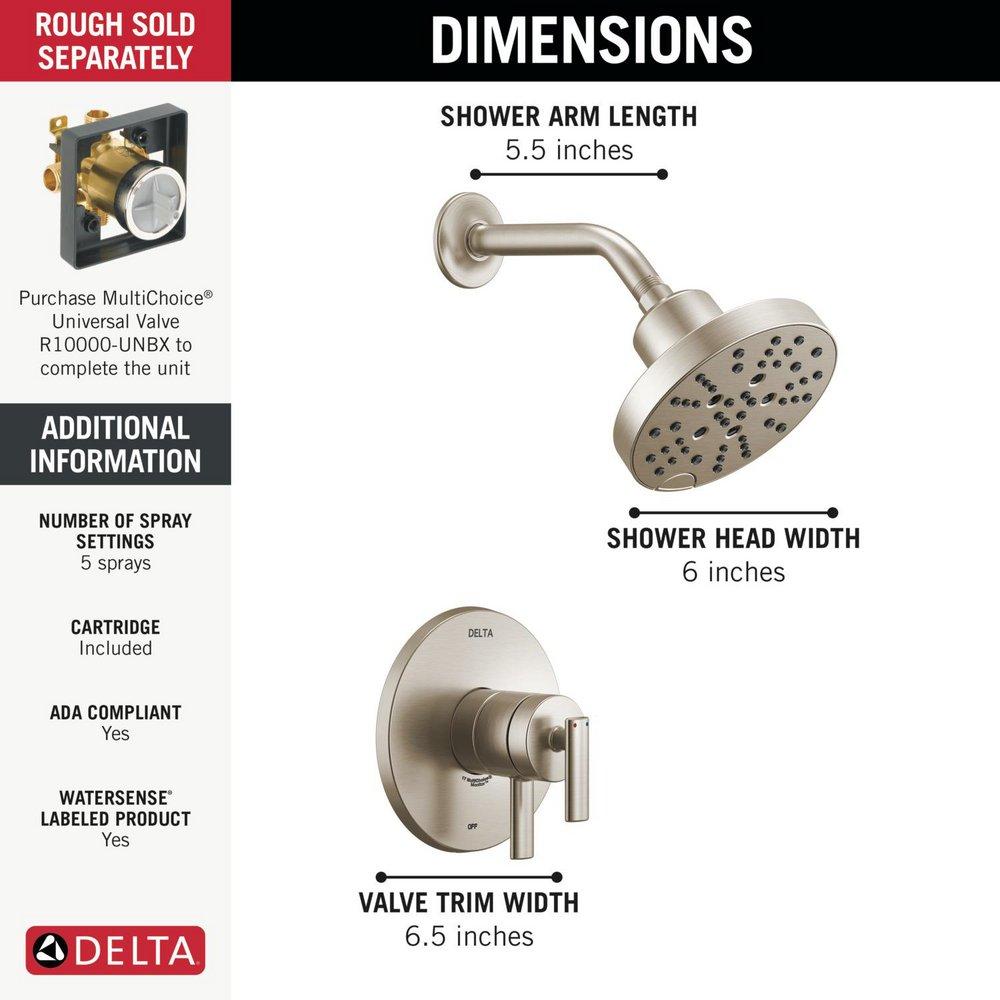 Two Handle Multi Function Shower Faucet in Stainless (Trim Only) 