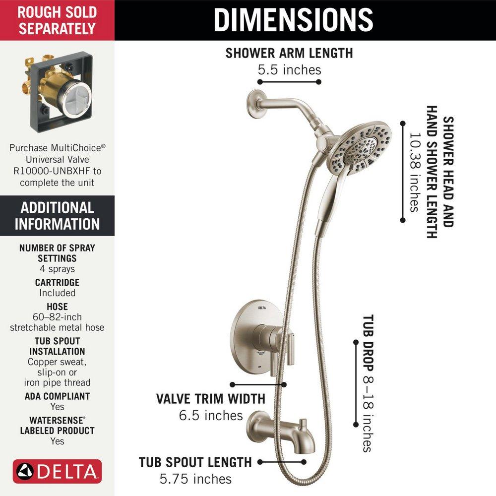 DELTA ALTADO MONITOR 17 SERIES TUB & SHOWER TRIM WITH IN2ITION 