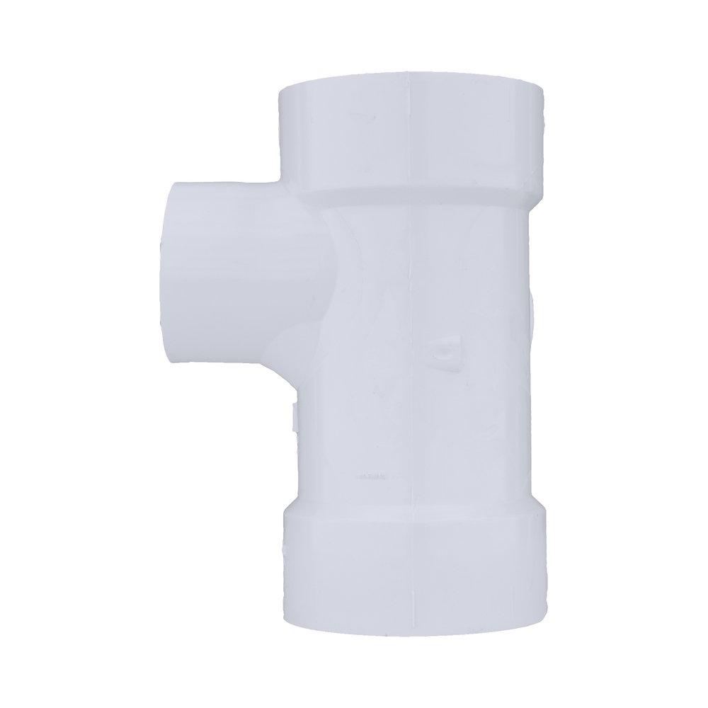 White PVC DWV Sanitary Tee with 2 