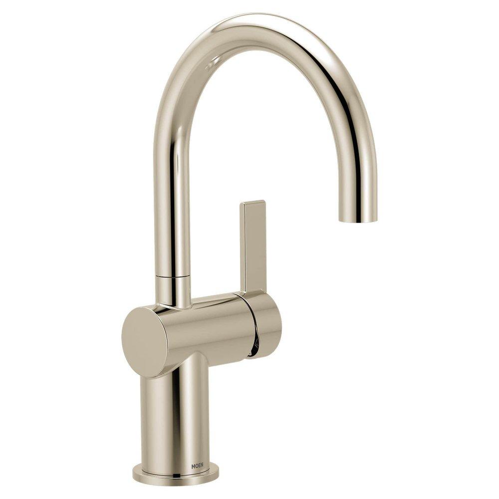 POLISHED NICKEL ONE-HANDLE HIGH ARC BAR FAUCET 