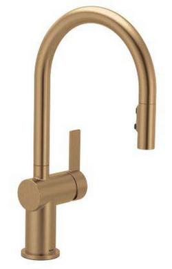 Single Handle Pull Down Kitchen Faucet in Bronzed Gold