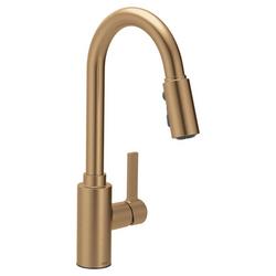 Single Handle Pull Down Kitchen Faucet in Bronzed Gold
