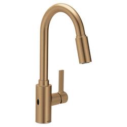 Single Handle Pull Down Kitchen Faucet in Bronzed Gold