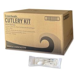 Medium Weight White Six-Piece Cutlery Kit (Fork/Knife/Napkin/Pepper/Salt/Spoon) 5.86 Plastic (250/Carton)
