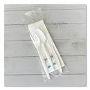 Medium Weight White Six-Piece Cutlery Kit (Fork/Knife/Napkin/Pepper/Salt/Spoon) 5.86 Plastic (250/Carton) 