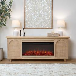 DAHLIA 76 LANDSCAPE ELECTRIC FIREPLACE TV STAND IN WHITE OAK