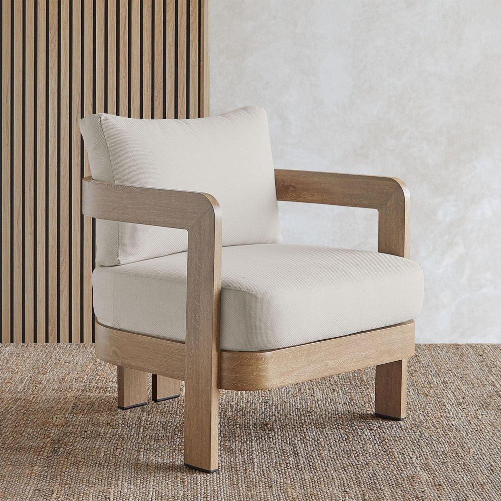 ARLO 30 METAL OUTDOOR CHAIR IN WEATHERED LAKEWOOD WITH CUSHIONS 