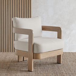 ARLO 30 METAL OUTDOOR CHAIR IN WEATHERED LAKEWOOD WITH CUSHIONS