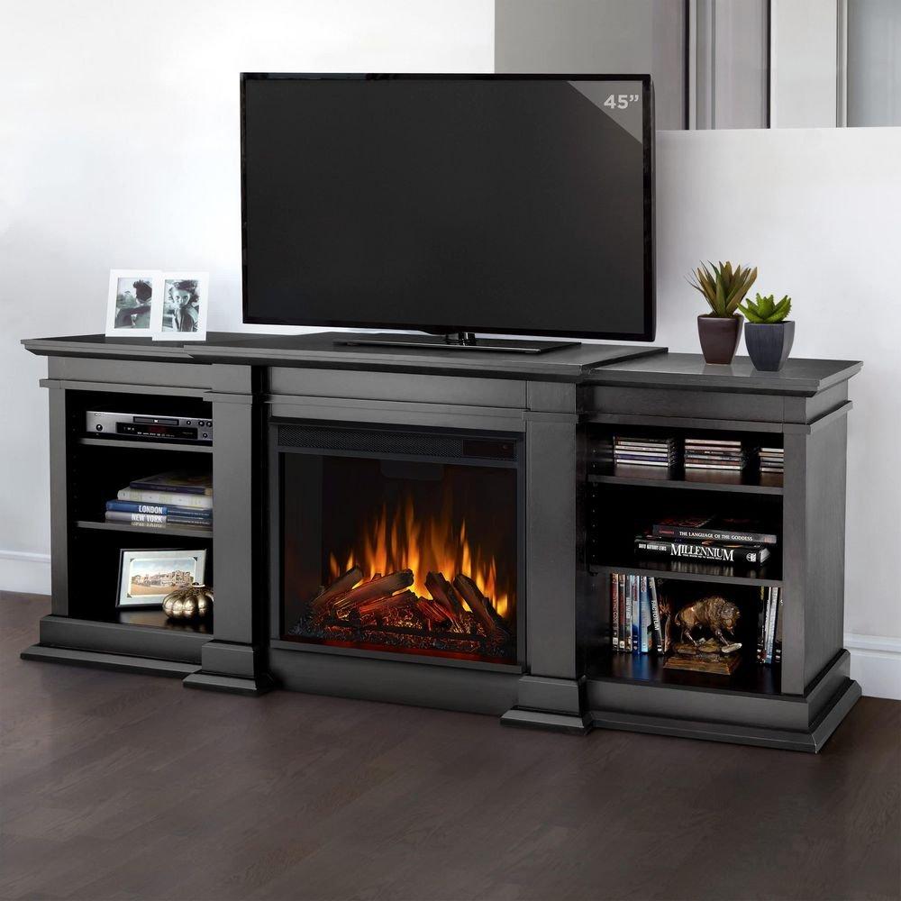 FRESNO 72 ELECTRIC FIREPLACE TV STAND IN ANTIQUE GRAY 