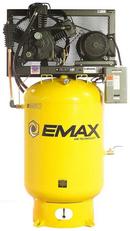 EMAX Silent Air Industrial 15HP 3CYL 57CFM 3- Phase 460V 2-Stage 120 Gal. Vertical Stationary Electric Air Compressor-W/ Pressure Lube Pump , Isolator Pads, Belt Tensioner, Continuous Run, Auto Drain 
