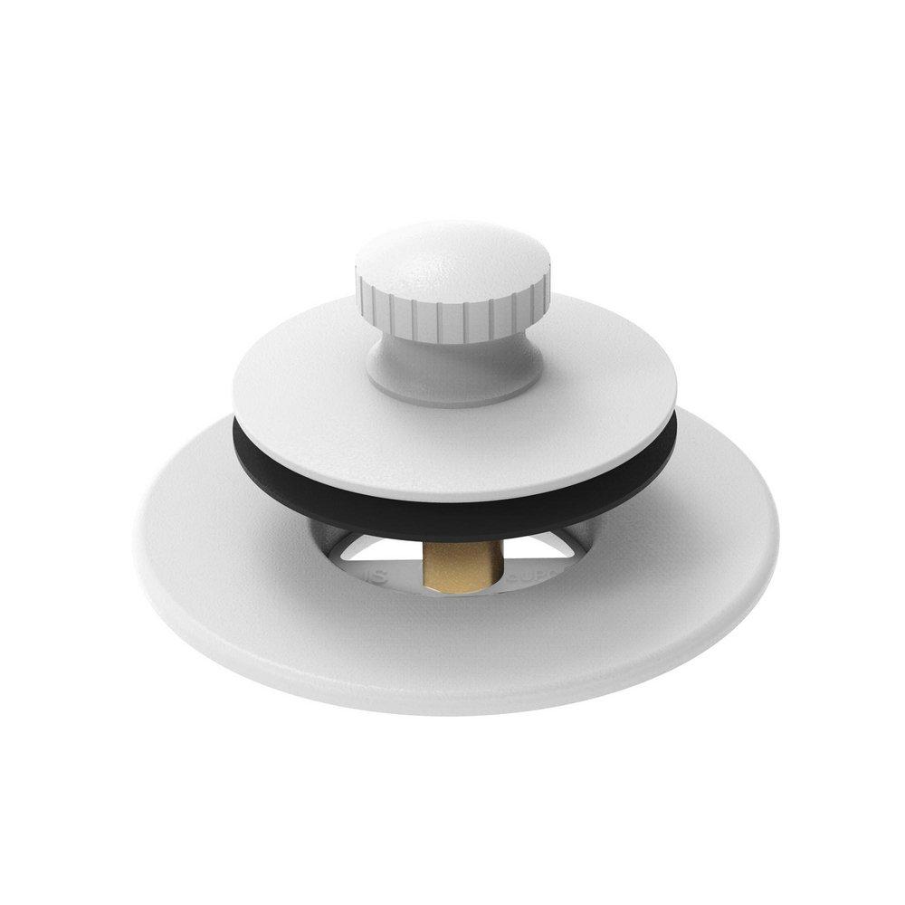 Jones Stephens White Lift and Turn Brass Tub Stopper and Trim Ring 
