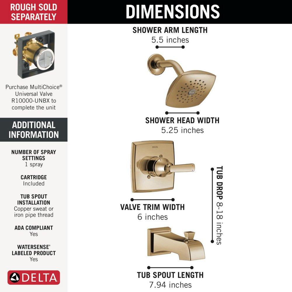 Single Handle Single Function Bathtub & Shower Faucet in Champagne Bronze (Trim Only) 