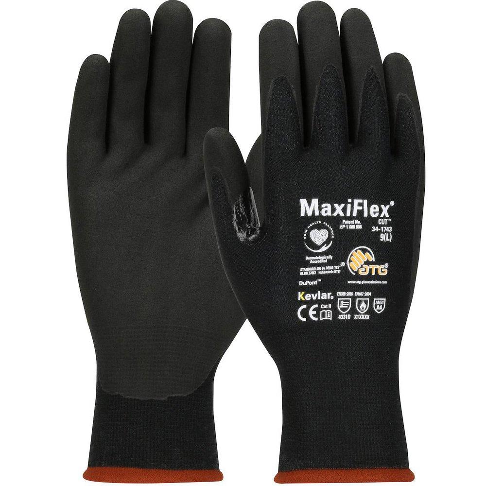 A4 Cut Level Cut-Resistant Gloves with Kevlar Shell, Nitrile Grip, Large 