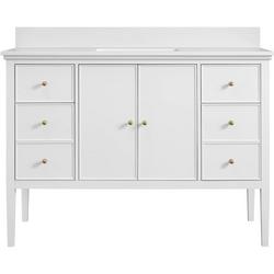 48 in. Free Standing Single Basin Vanity Set in Bright White with Engineered Stone Vanity Top