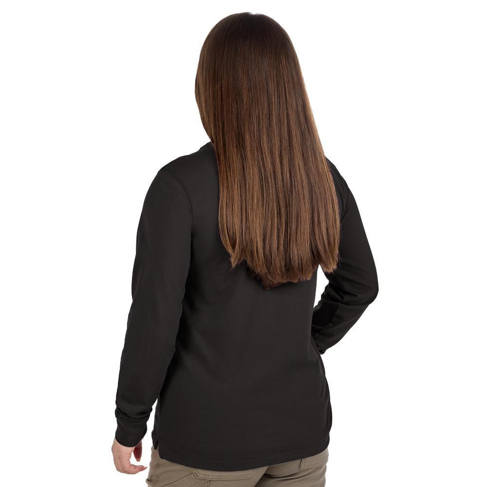 WOMEN'S GRIDIRON POCKET T-SHIRT - LONG SLEEVE BLACK 2X 