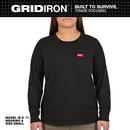 WOMEN'S GRIDIRON POCKET T-SHIRT - LONG SLEEVE BLACK 2X 