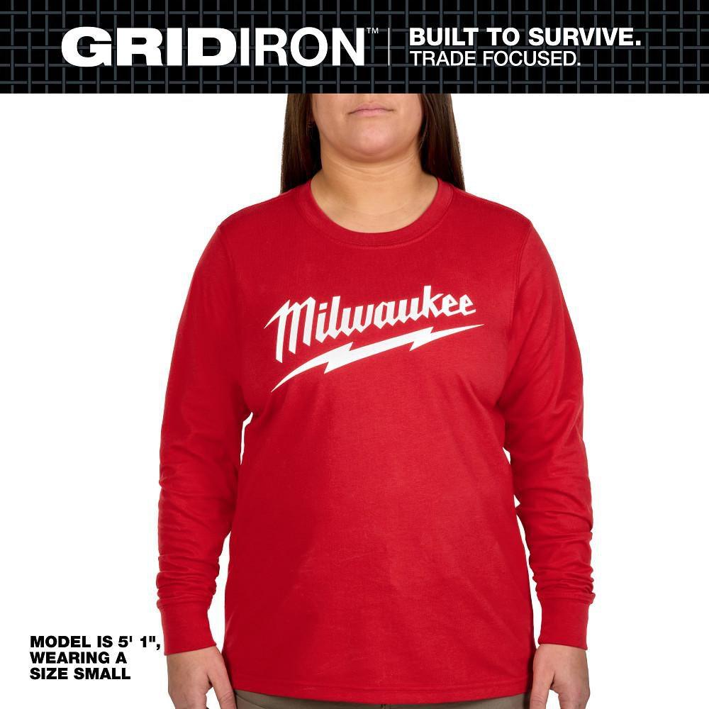 WOMEN'S GRIDIRON LOGO TEE - LONG SLEEVE RED L 