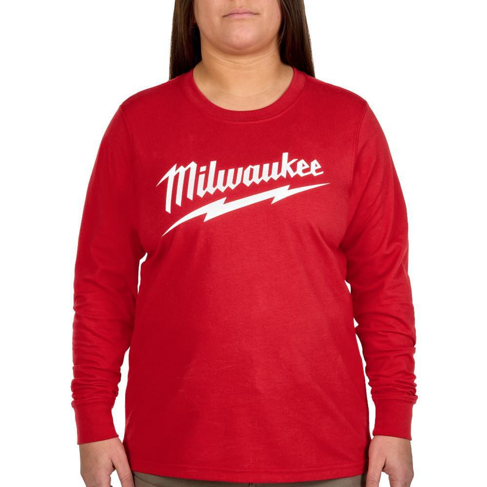 WOMEN'S GRIDIRON LOGO TEE - LONG SLEEVE RED L 
