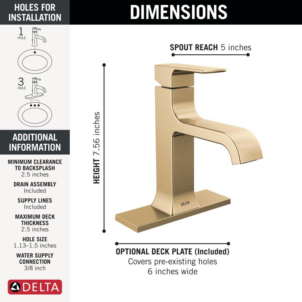 Single Handle Monoblock Bathroom Sink Faucet in Champagne Bronze 