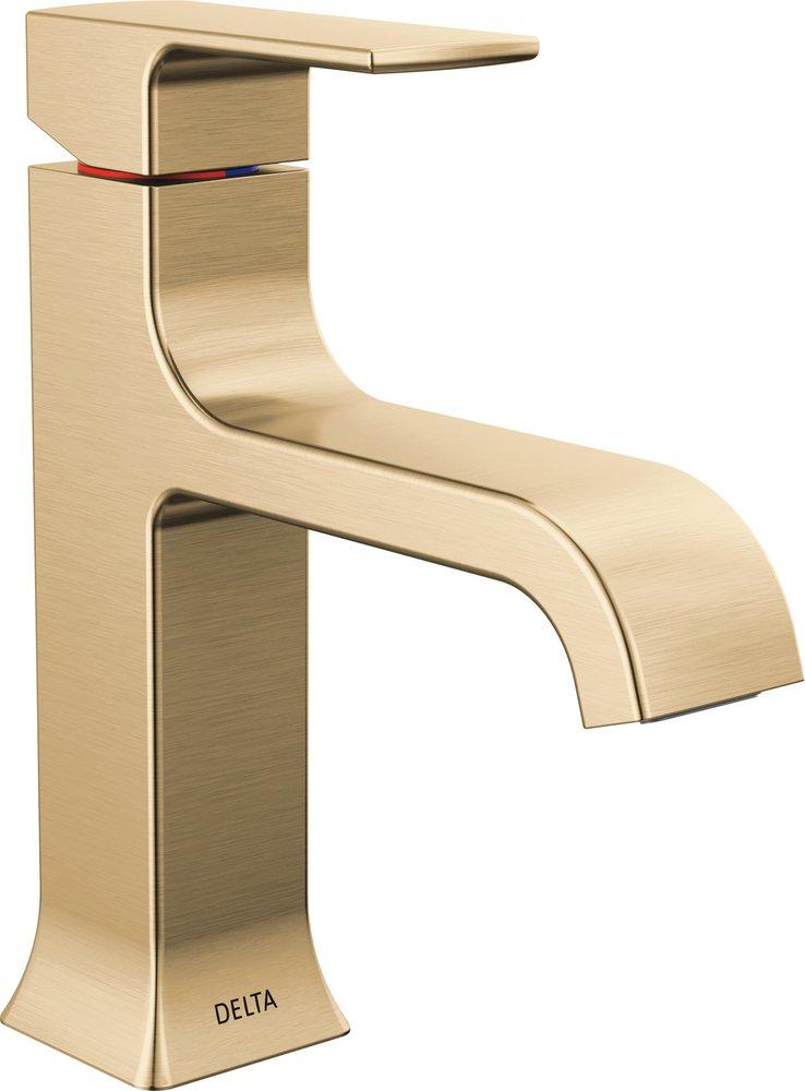 Single Handle Monoblock Bathroom Sink Faucet in Champagne Bronze 